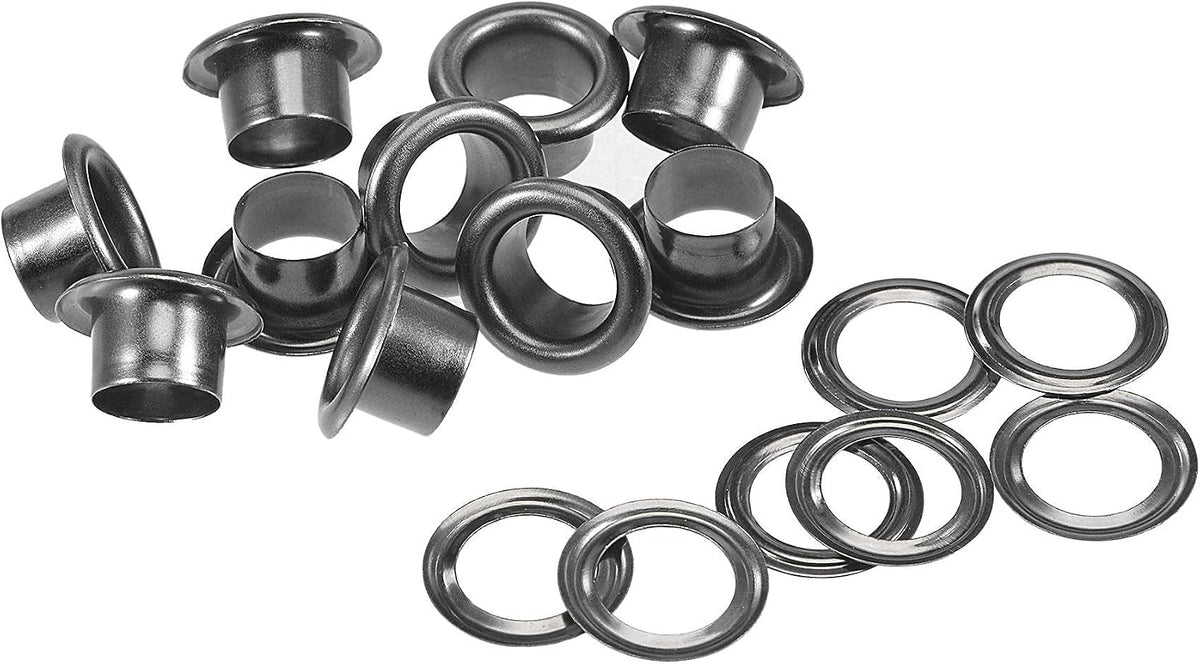 Grommets Eyelets with Washers Kit, 13.5 x 8 x 7mm Alloy Grommet for DIY or Craft Projects Black 200 Set