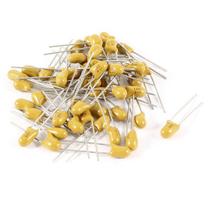 a14042900ux0357 50 Piece 1uF 50V 2 Pin Yellow Radial Dipped Tantalum Bead Capacitors