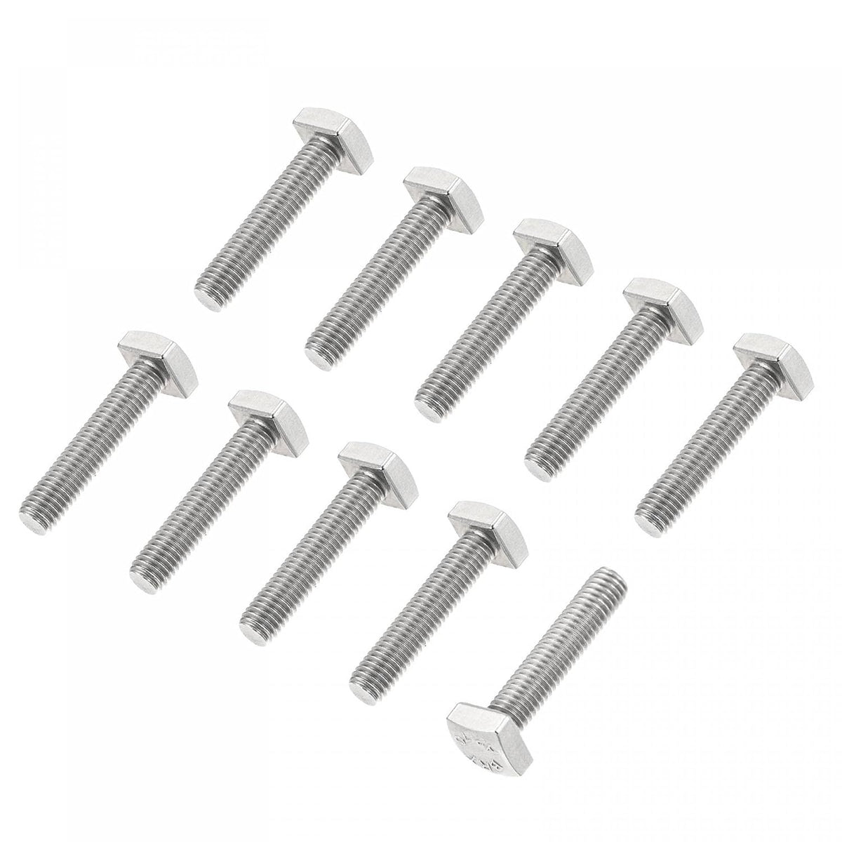 Square Head Bolt, 10pcs M5x20mm Fully Thread 304 Stainless Steel Grade C Square Machine Screws
