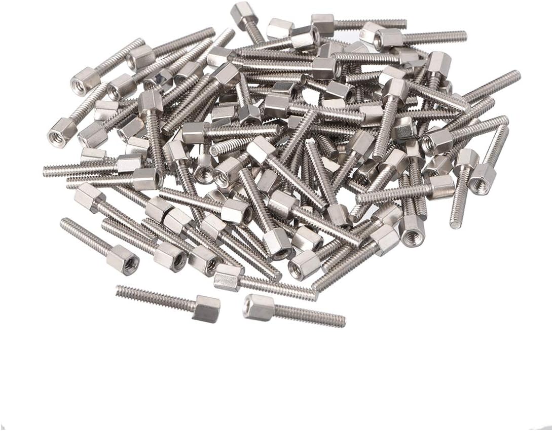 4#-40 5+16mm F/M Brass Hex Standoff Spacer Screws PCB Nickel Plated 100 Pcs