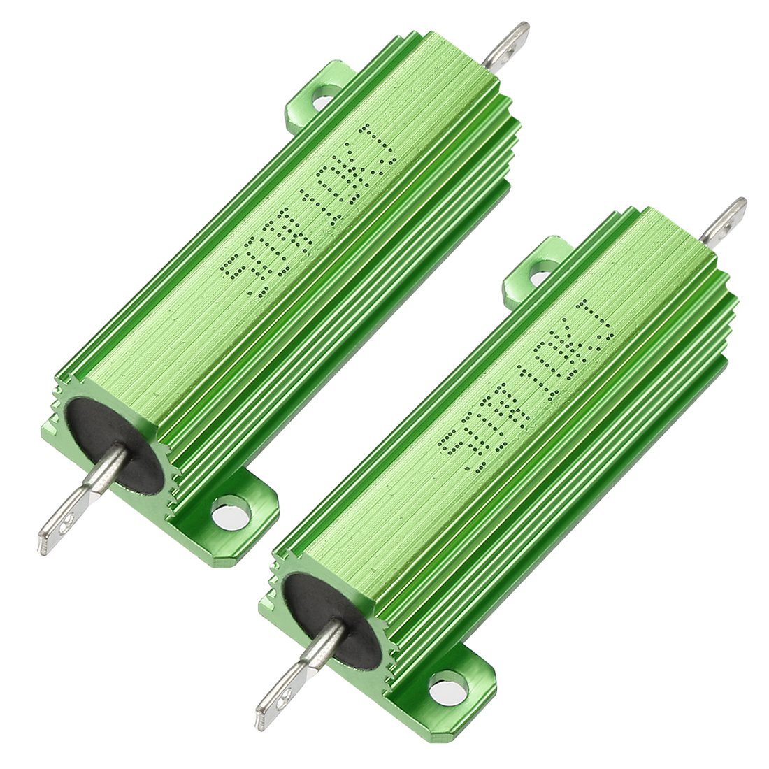 50W 10k Ohm 5% Aluminum Housing Resistor Screw Tap Chassis Mounted Aluminum Case Wirewound Resistor Load Resistors Green 2 pcs