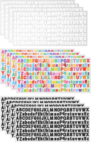 2500pcs 12 Sheets Letter Stickers, 1/2" Vinyl Waterproof Alphabet Self Adhesive Sticker Letters for Indoor/Outside Sticker Decal Mailbox Craft Door Car Christmas, Multicolored Set