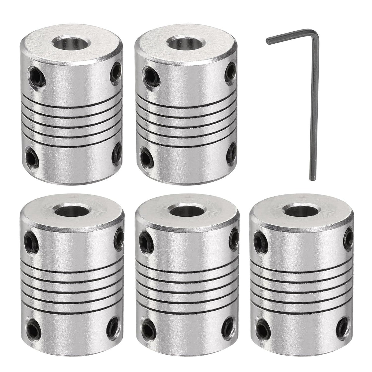5 Pcs Aluminum Alloy Shaft Coupling 6mm to 6.35mm, Flexible Coupling Motor Connector Joint, Stepper Motor Coupler for CNC Machine & 3D Printer (L25xD19)