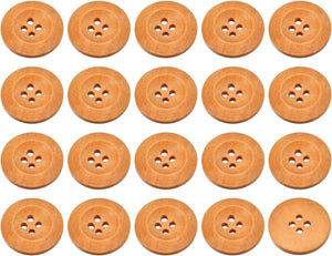 50Pcs Wooden Buttons, 25mm(1") 4 Hole Round Wood Sewing Button Craft for Sewing DIY Craft Clothing, Light Brown