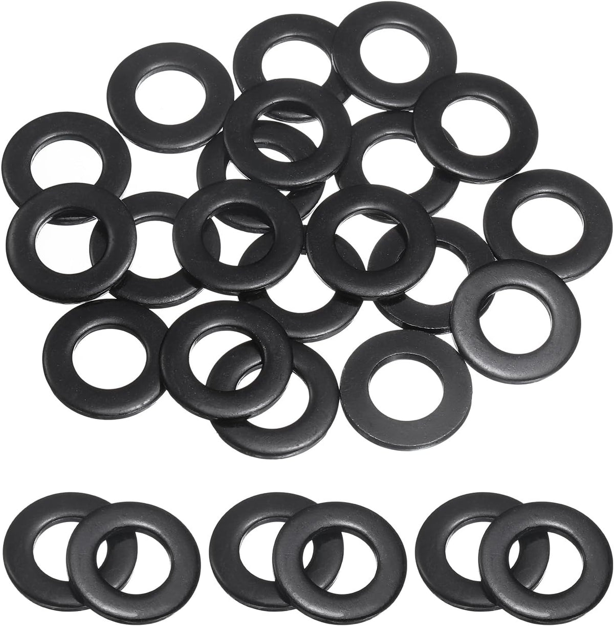 20 Pcs M10 Stainless Steel Flat Washers, 10mm ID x 20mm OD x 2mm Thick Black Zinc Plated Metal Washers for Screws and Bolts