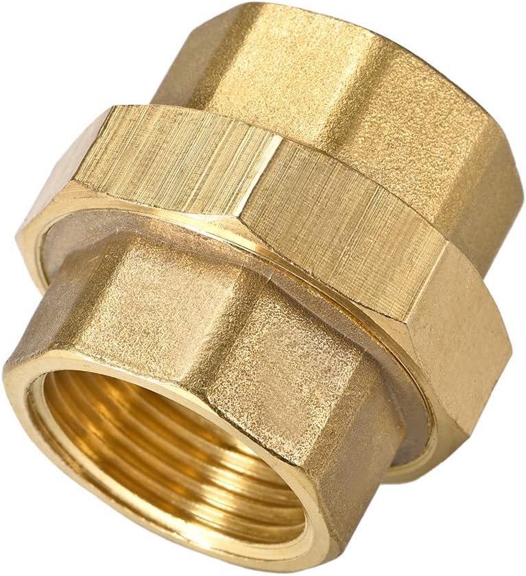 Brass Pipe Union Connector Coupling 1PT Fitting with Female Threaded Connects Two Pipes 48mm Length