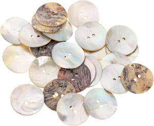 25 Pcs Natural Shell Buttons, 2 Hole Mother of Pearl Buttons 30mm Sewing Buttons Sewing Craft Buttons for Shirt Sewing DIY Crafts Decoration, Brown