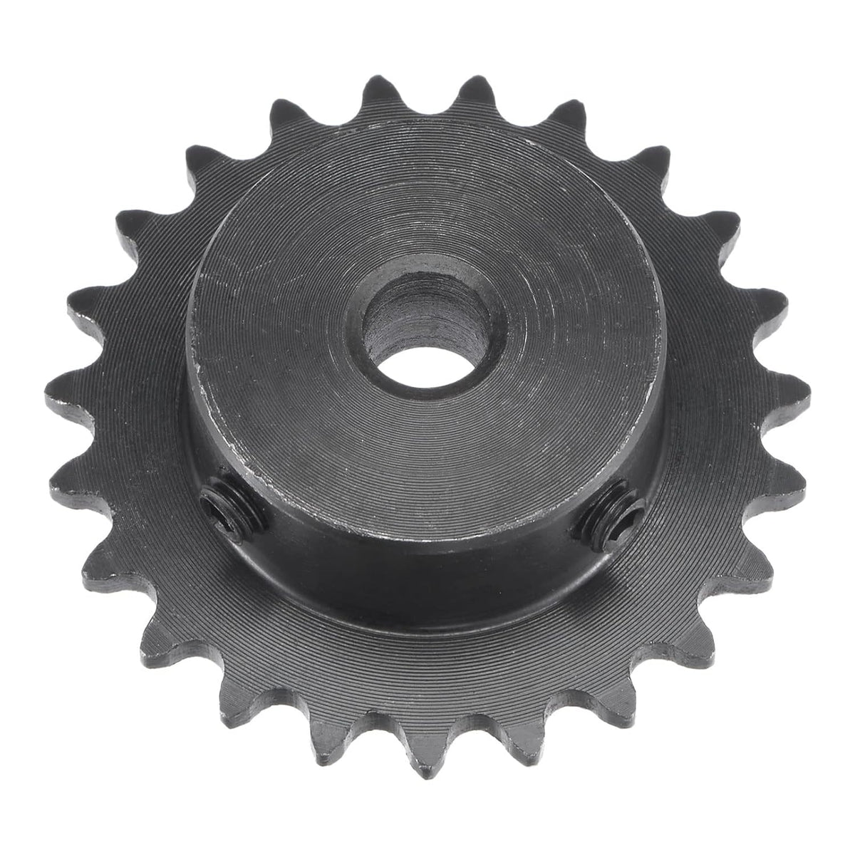 23 Tooth Roller Sprocket B Type, #25 Chain, Single Strand 1/4" Pitch, 8mm Bore Black Oxide C45 Carbon Steel with Set Screws for ISO 04C