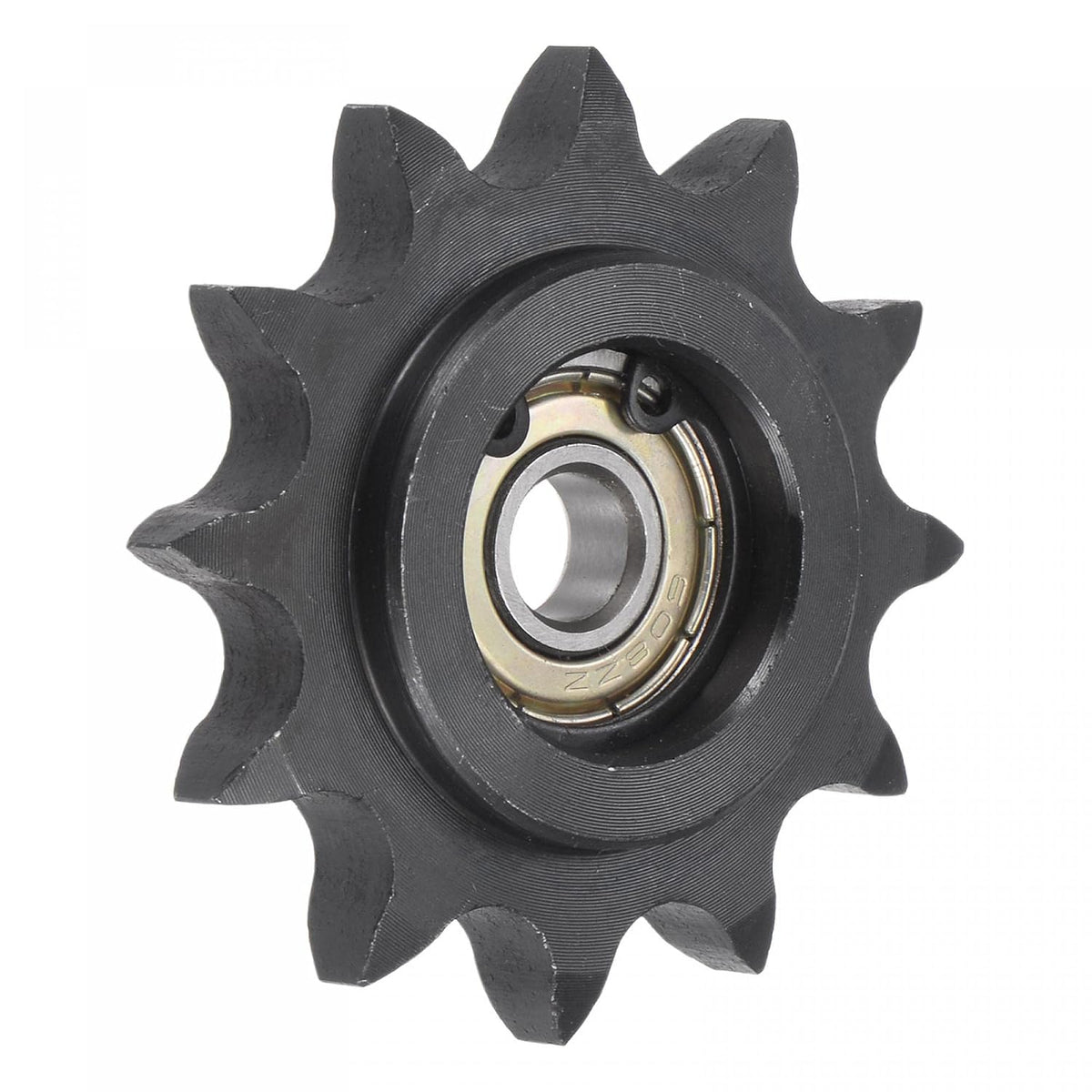 Chain Idler Sprocket, 8mm Bore 1/2" Pitch 12 Tooth Tensioner, Black Oxide Finish C45 Carbon Steel with Insert Single Bearing for ISO 08B Chains