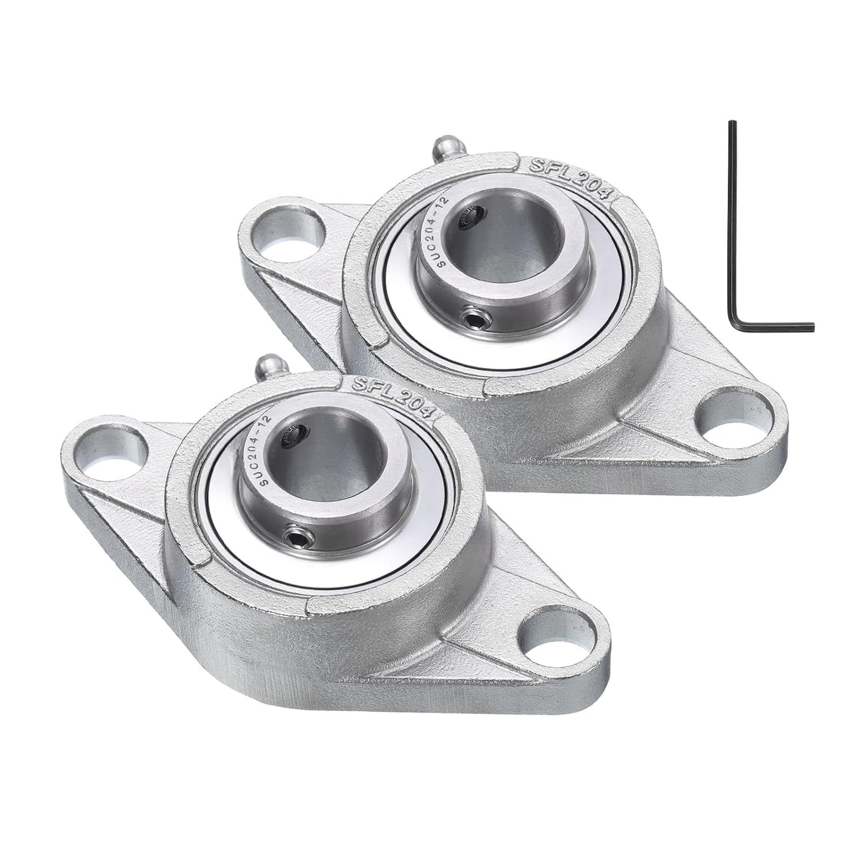 2 Pcs SUCFL204-12 Pillow Block Bearings 3/4 inch Bore Self Alignment, Stainless Steel Base Mounted Chrome Steel Bearings
