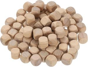 100 Pcs Blank Wooden Dice, 10mm/0.39inch Unfinished Wooden Cube Rounded Corners Square Block for DIY Craft Projects