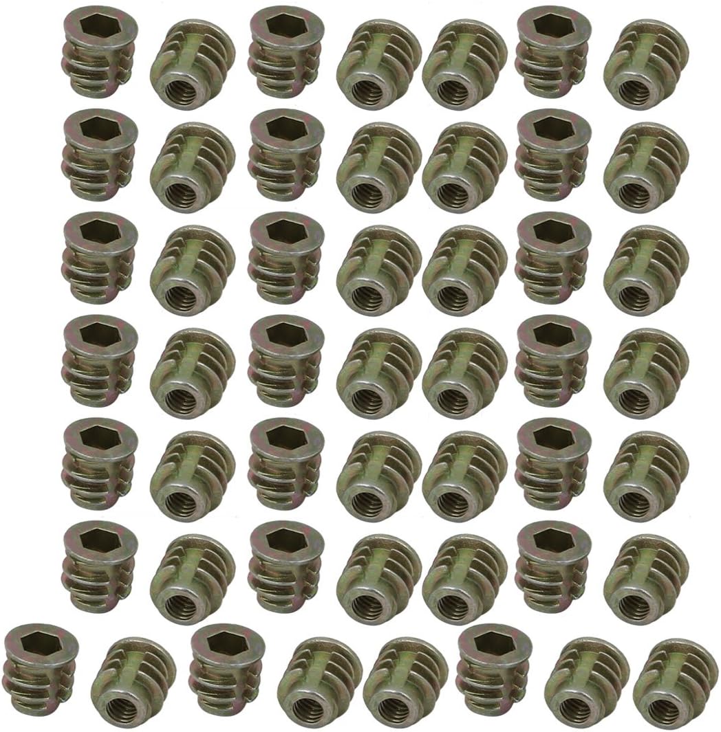 50pcs M4x8mm Zinc Alloy Hex Socket Drive Flange Insert Nut for Wood Furniture