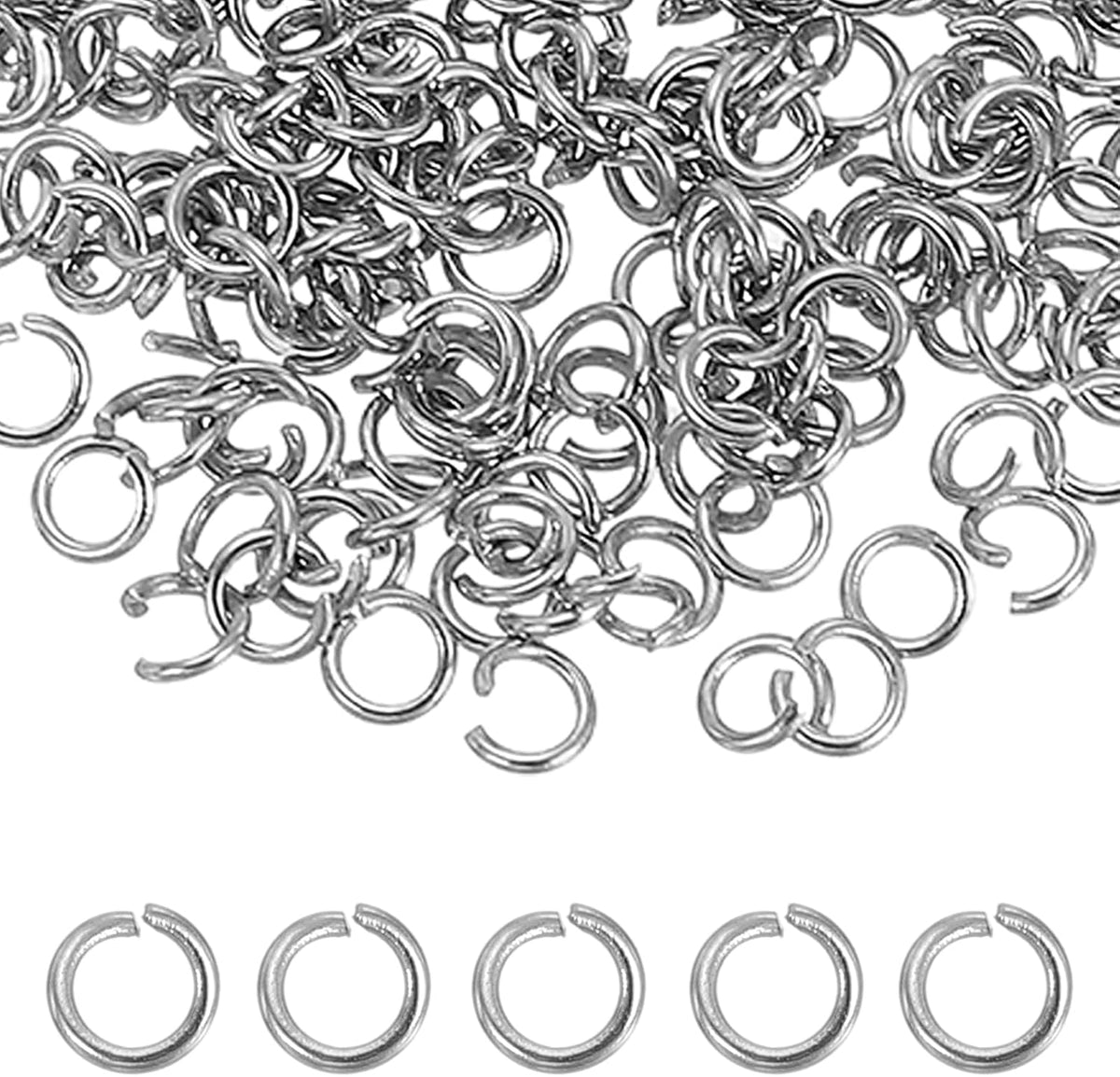 350pcs Open Jump Rings, 4mm Stainless Steel Split O Rings 0.7mm Thick Connector Ring for Bracelet Necklace Pendant Jewelry Keychain DIY Craft Making, Silver