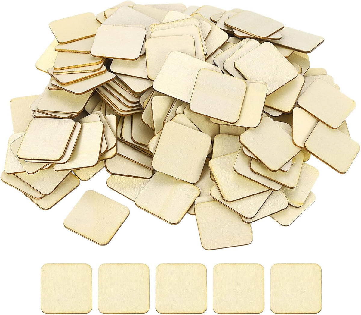 200Pcs 30mm(1.2-inch) Unfinished Wooden Circles Blank Square Natural Wood Discs Cutouts for DIY Crafts, Home Decoration