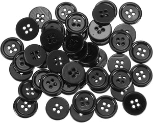 50 Pcs Natural Shell Buttons, 4 Hole Mother of Pearl Buttons 15mm Sewing Craft Buttons for Shirt Sewing DIY Crafts Decoration, Black