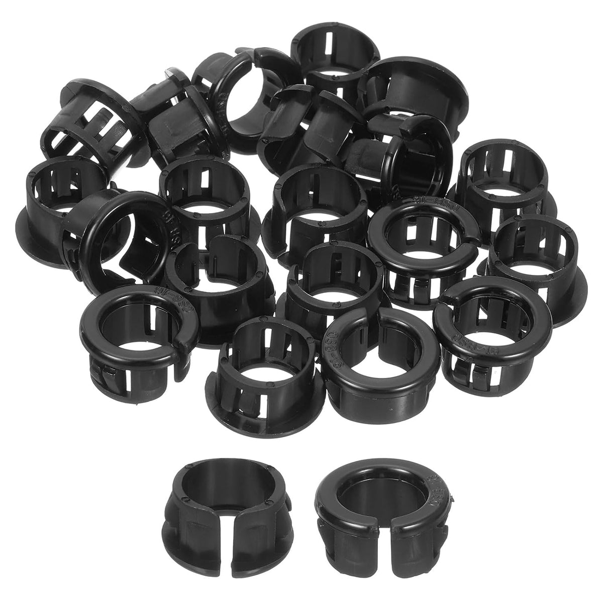 Cable Snap Bushing Grommets, 20Pcs 16mm/0.63" Mounting Dia Nylon Snap Bushing Grommet, Round Snap in Cable Hose Bushing for Various Cables Tubes Wire, Black