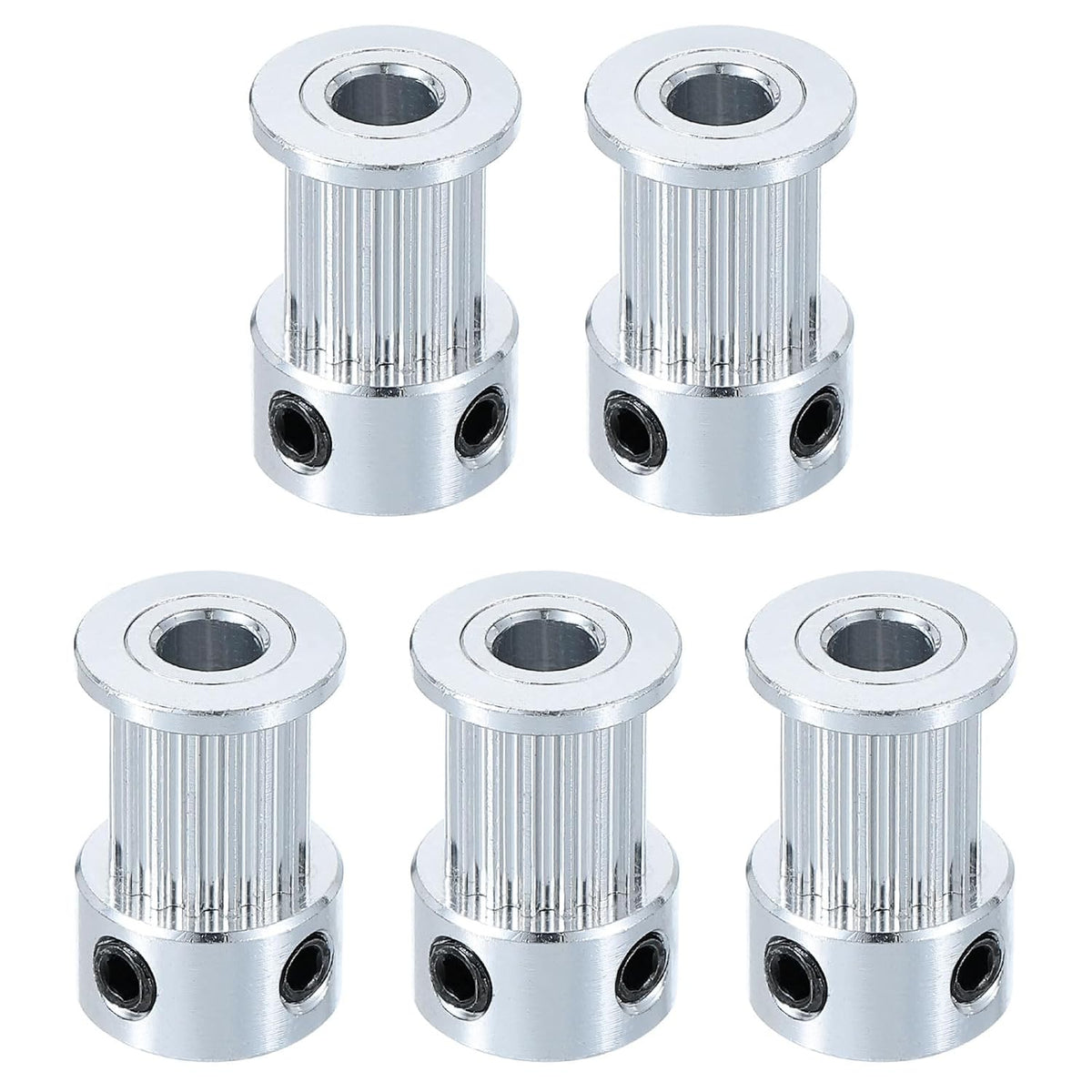 5 Pcs Aluminum 16 Teeth 5mm Bore 10mm Width Timing Belt Pulley Wheel Idler Pulley Synchronous Wheels Gear Part for 3D Printer, Silver