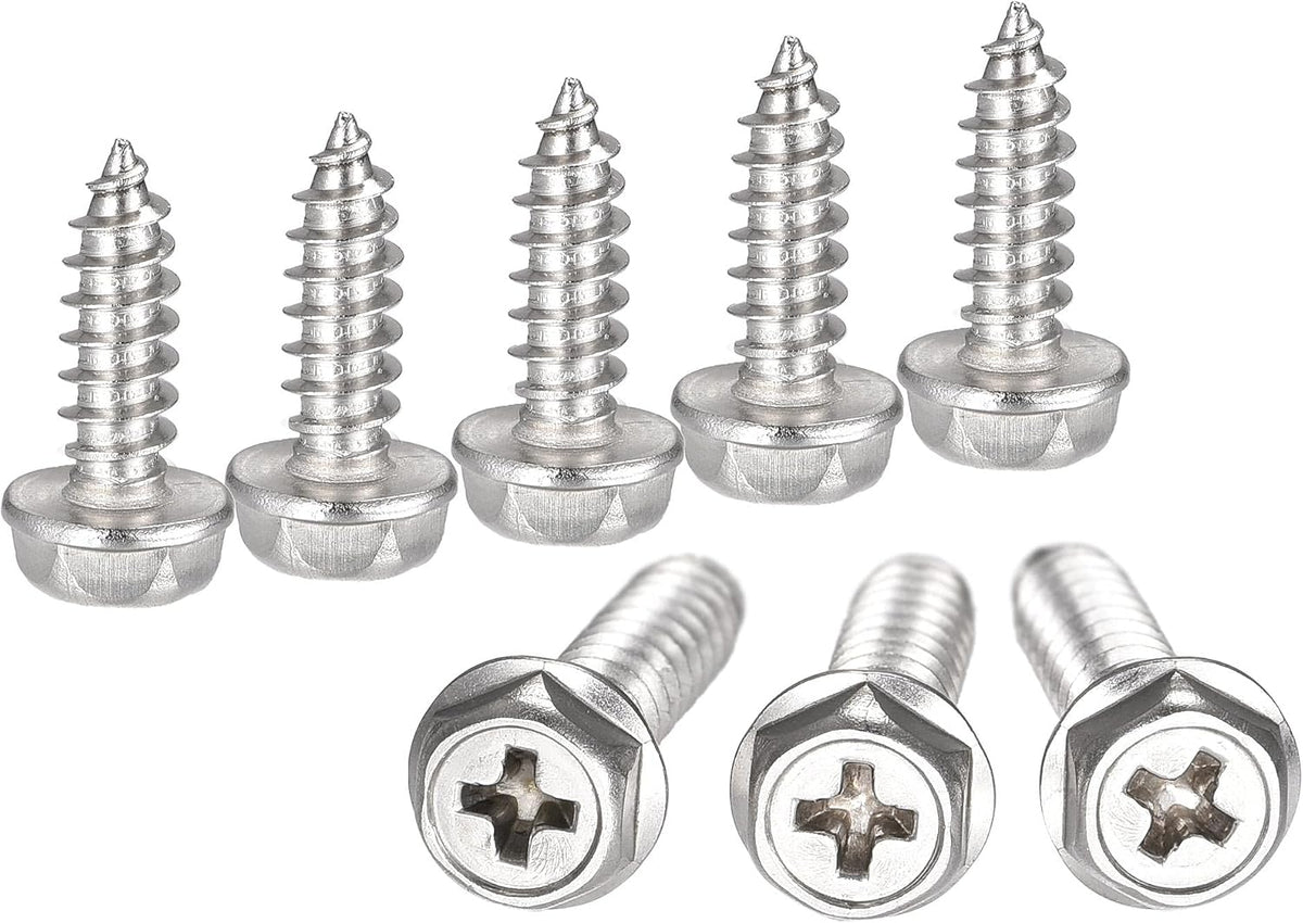 Phillips Hex Washer Self Tapping Screws, M5 x 16mm 304 Stainless Steel Hex Flange Sheet Metal Screw 25pcs