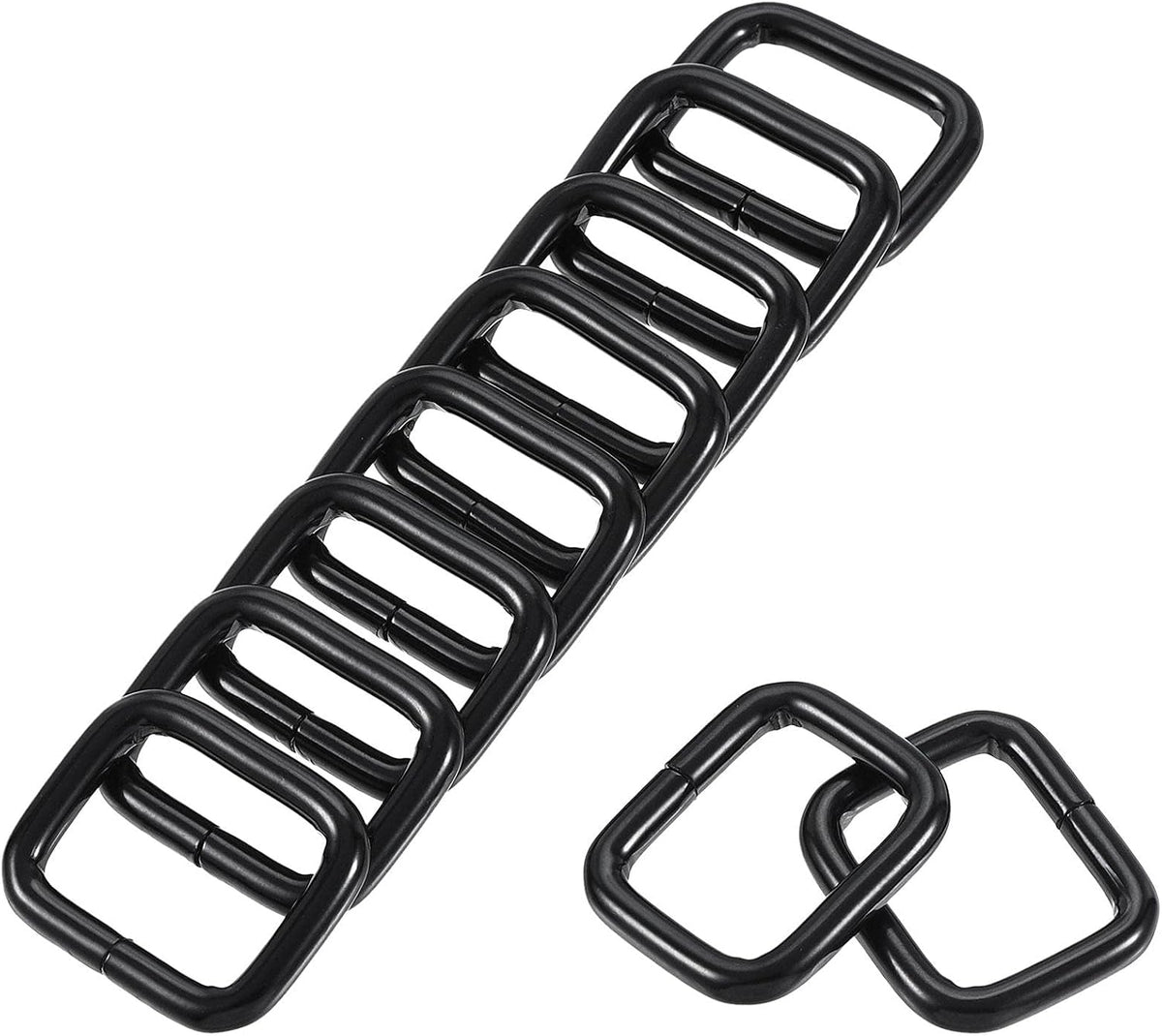 LinkMejor Metal Rectangle Ring Buckles 20x16mm for Bags Belts DIY Black 60pcs