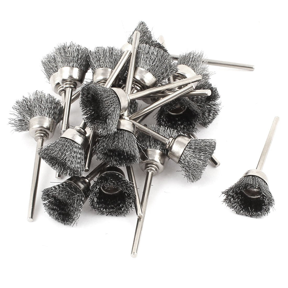 22pcs 1/10inch Shank 17mm Cup Less Steel Bristle Brush for Rotary Tool