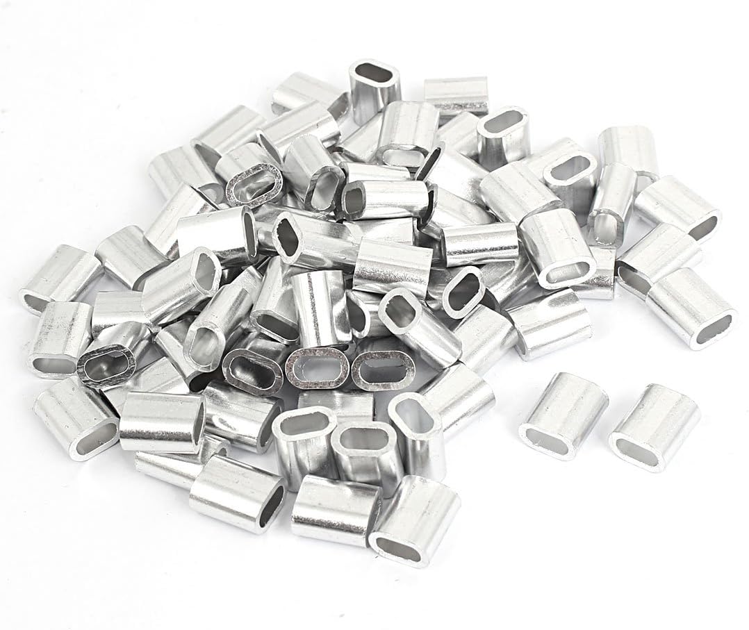 4mm Wire Rope Swage Clip M4 Oval Aluminum Sleeves Clamps 80pcs