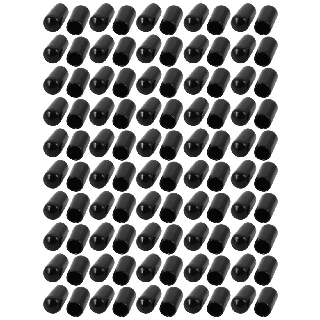 100Pcs 5.5mm Inner Dia PVC Flexible Vinyl End Cap Screw Thread Protector Cover Black