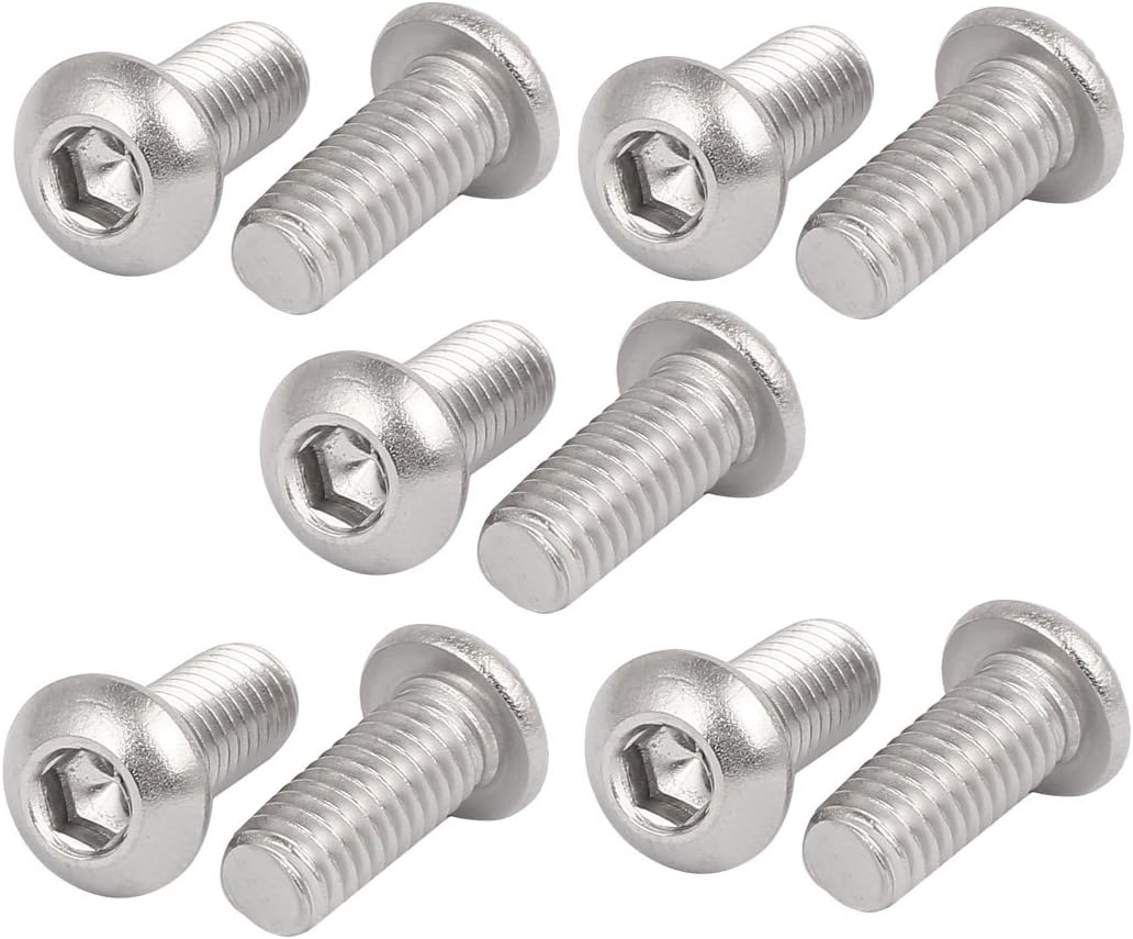 M6x14mm 316 Stainless Steel Button Head Hex Socket Cap Screw Bolt Fastener 10pcs