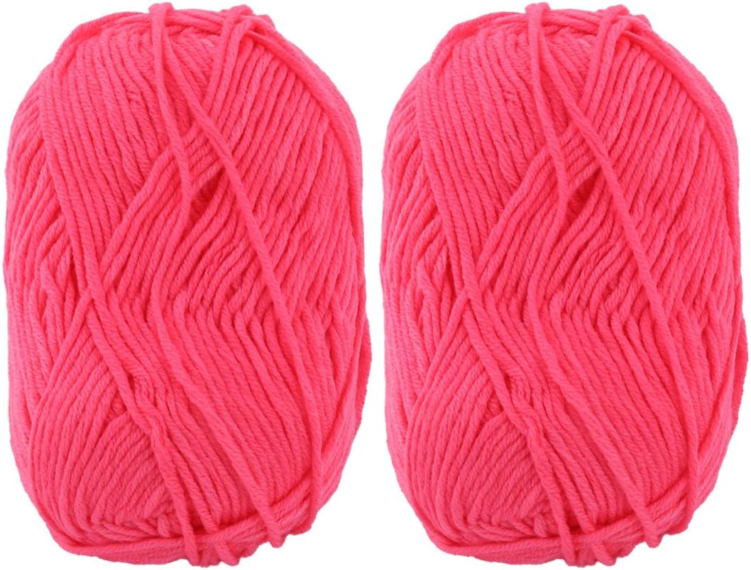 LinkMejor Festival Gift Scarf Sweater Hat Crochet Weaving Knitting Yarn 100g 2pcs Hot Pink