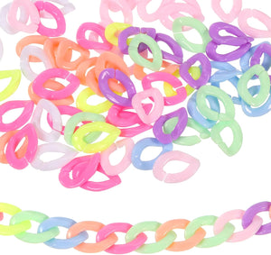 400Pcs Acrylic Chain Linking Rings, Link Connectors Open Link Rings, Plastic C-Clip Hooks for DIY Purse Eyeglass Jewelry Making Chain, 8 Colors