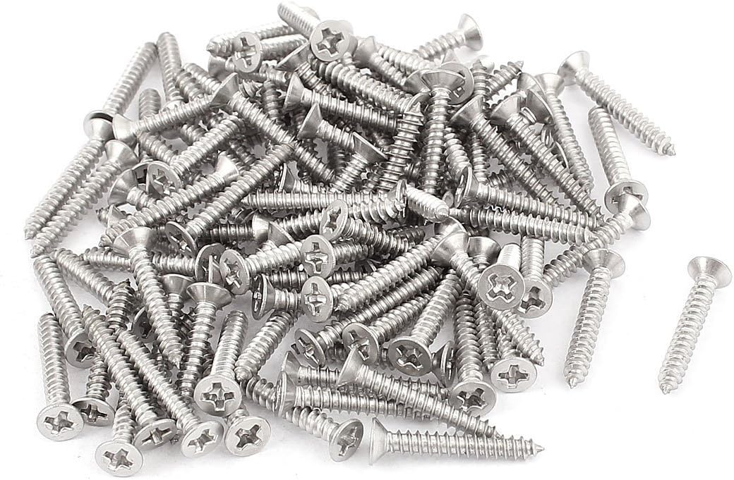M3x20mm Phillips Flat Head Stainless Steel Self Tapping Screws 100Pcs