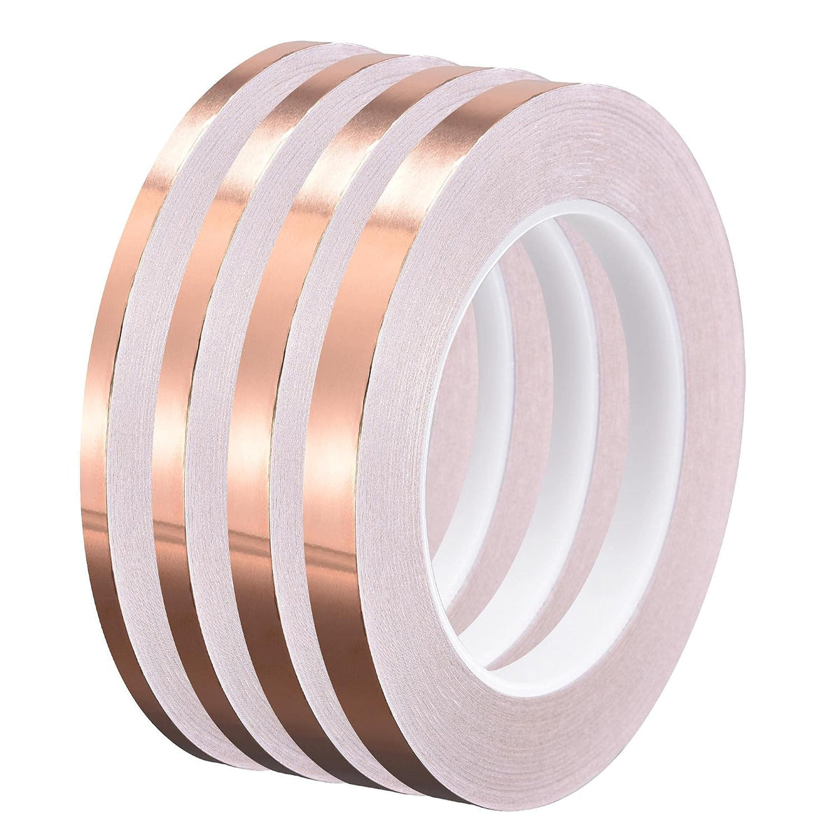 Single-Sided Conductive Tape Copper Foil Tape Adhesive 5mm/6mm/8mm/10mm x 30m/98.4ft for Guitar,EMI Shielding Crafts, Electrical Repairs 4pcs