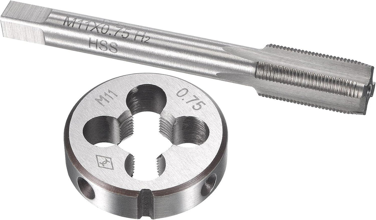 M11 x 0.75mm Metric Tap and Die Set, Machine Thread Screw Tap with Round Threading Die, Tap & Die Kit for Nut Screw Bolt Thread Repair
