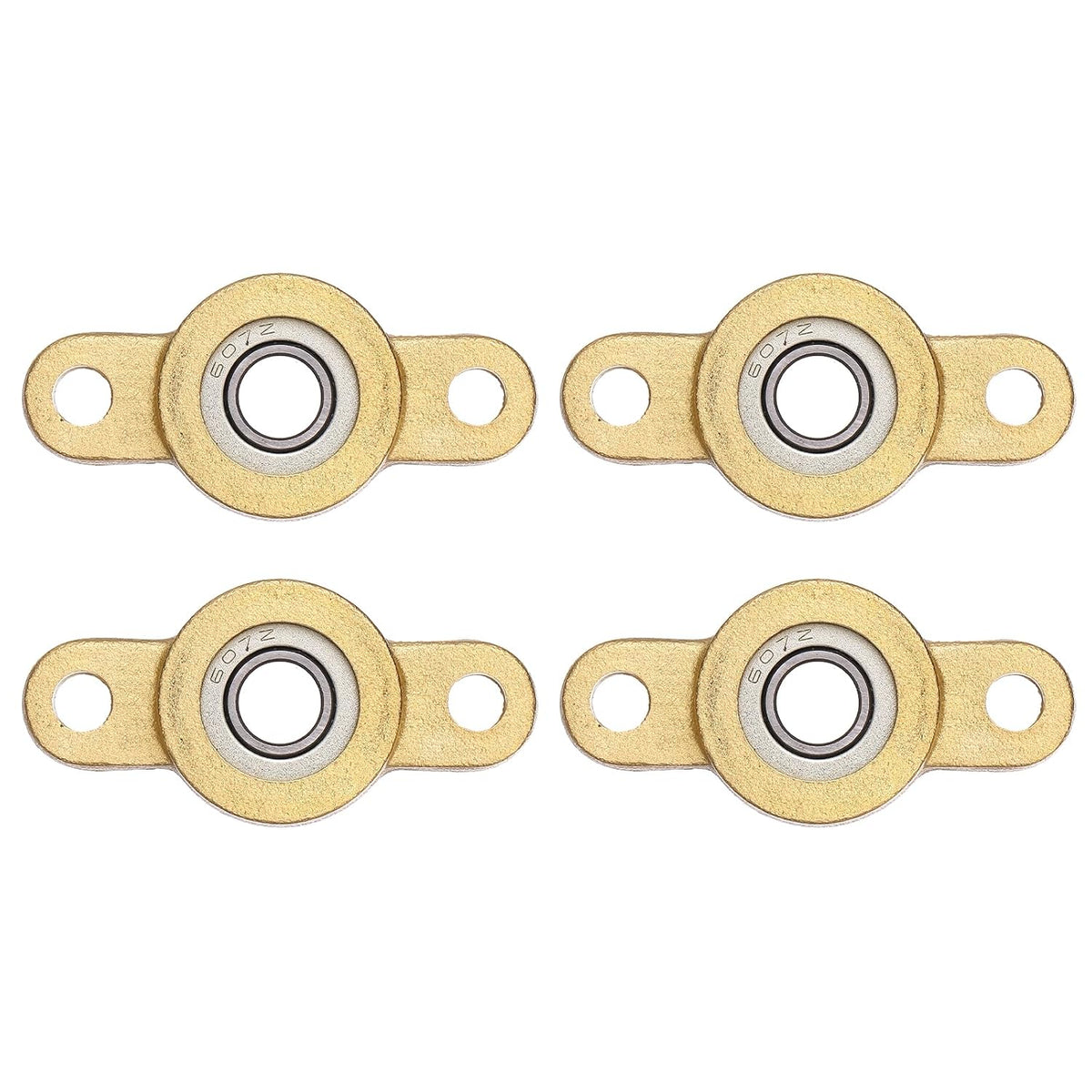 4Pcs TF07 Pillow Block Bearings for 7mm Diameter Shaft, Self Aligning 2-Bolt Flange Bearing, Copper Housing, (ABEC 3)