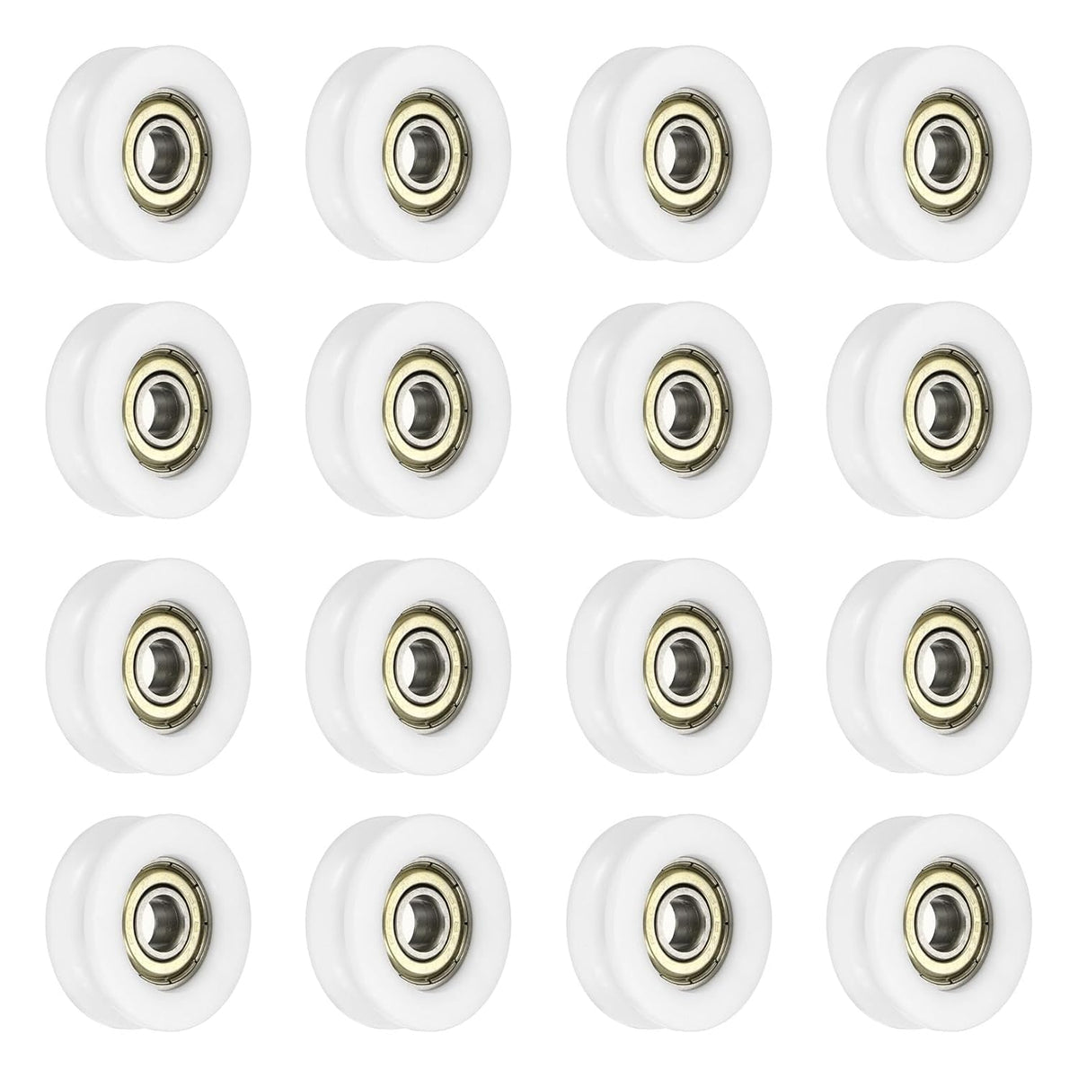 16 Pcs U Type Groove Nylon Plastic Guide Bearing 8x34x12mm, U Type Pulley Roller Wheel Bearing Roller Wheels, (White)