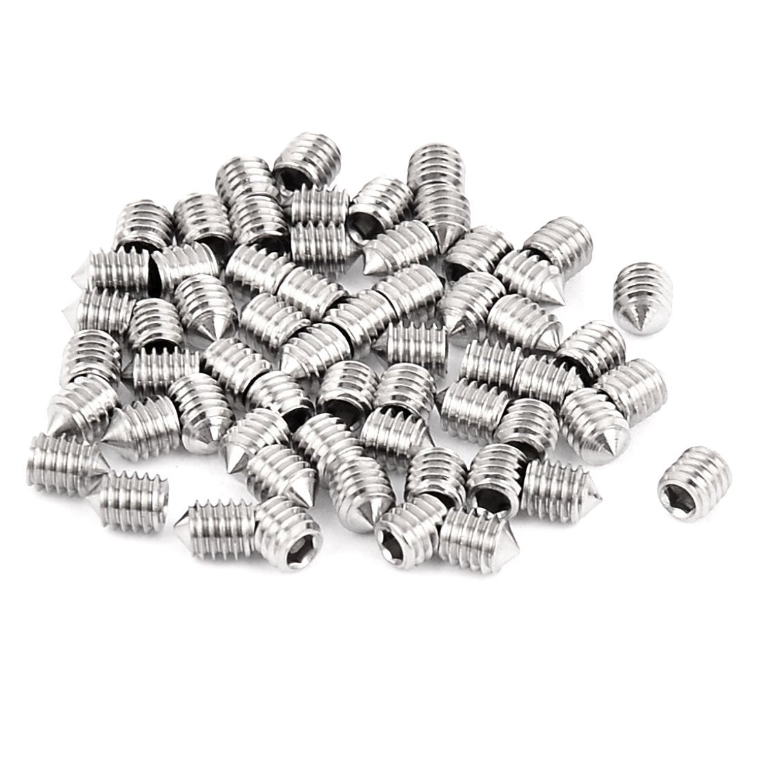 60pcs M4 x 5mm 304 Stainless Steel Hex Socket Cone Point Grub Screw