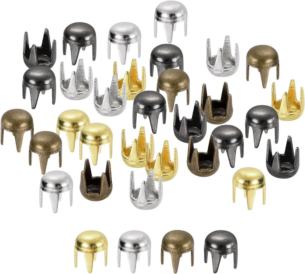 80Pcs Mixed Color Round Dome Rivets, 3mm Brass Spike Studs Spots Punk Rock Nailheads Claw Beads Assorted Kit for DIY Clothes Belt Bag Shoes Bracelet Leather Craft