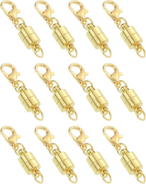 12Pcs Necklace Clasps and Closures, 1" x 0.2" Lobster Clasp Jewelry Clasps Converters Locking Clasp Converter for DIY Jewelry Making, Gold