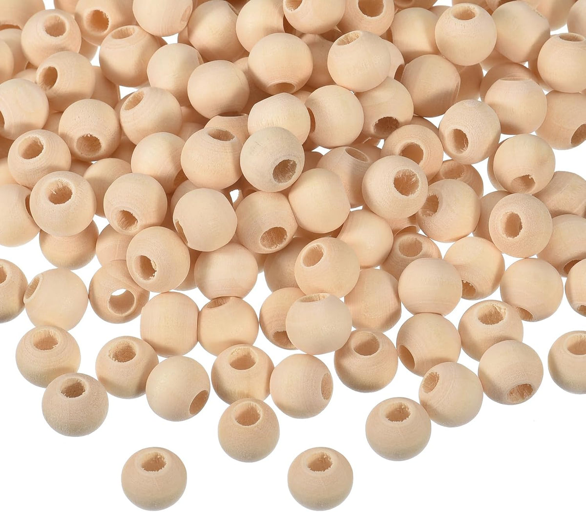 400Pcs 10mm Natural Wood Spacer Beads, 4mm Large Hole Unfinished Round Wooden Beads for DIY Crafting, Jewelry Making Bracelets
