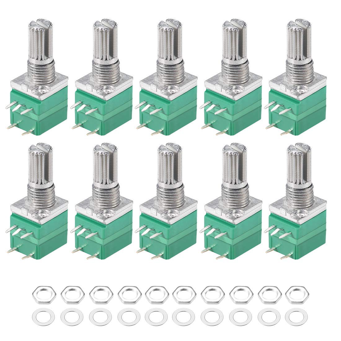 Potentiometer with Switch B50K Ohm Variable Resistors Single Turn Rotary Carbon Film Taper RV097NS 10pcs