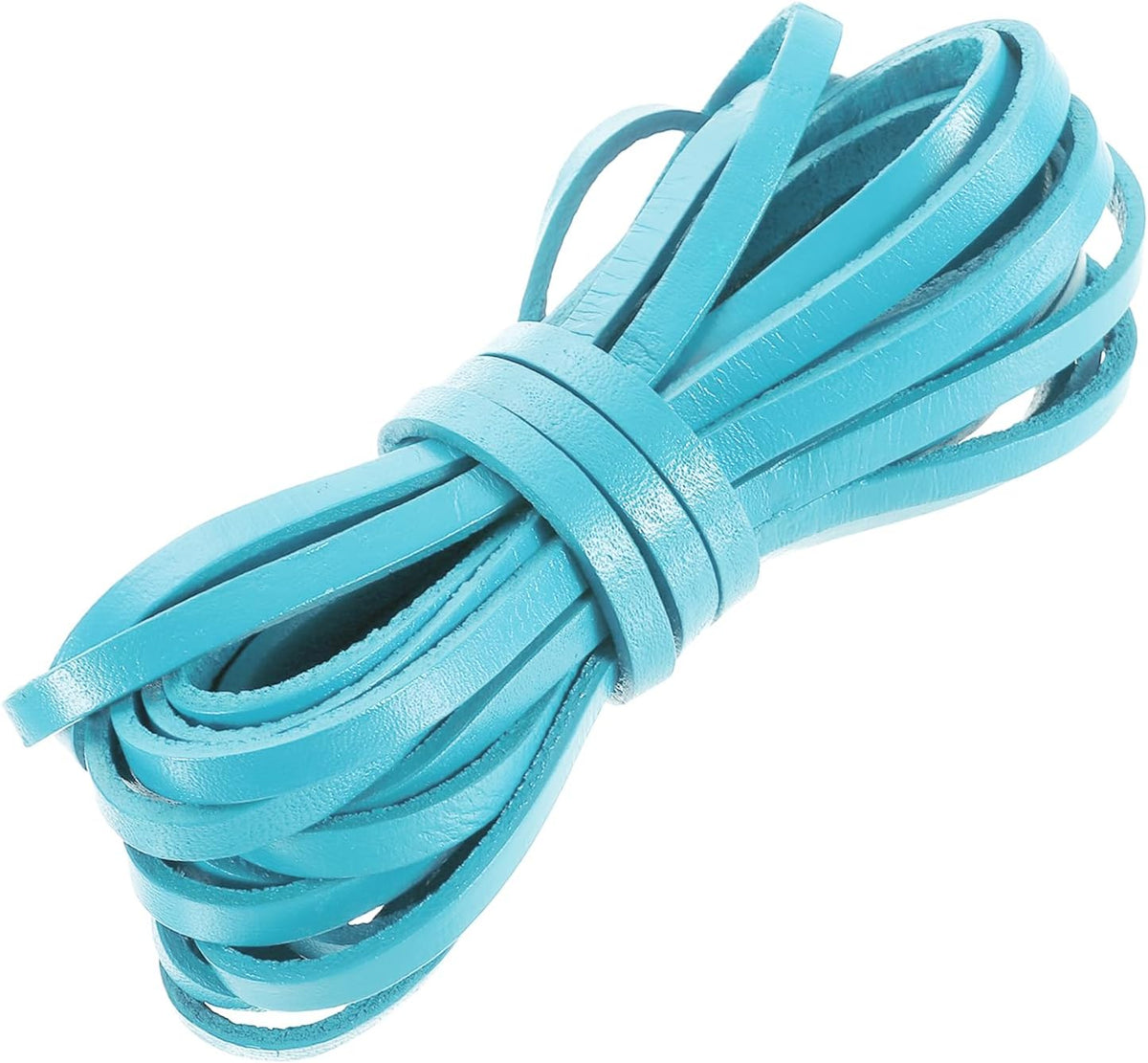 Flat Leather Cord, 5.5 Yard 4mm Leather String Strips Lacing for DIY Crafts Making Bracelet Purse Strap, Blue