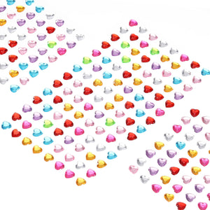 560 Pcs Gems Stickers for Crafts, 5 Sheet Self-Adhesive Gems Bling Heart Rhinestone Stickers, Crystal Crafts Jewelry Stickers for Party Table Decorations, Multicolor