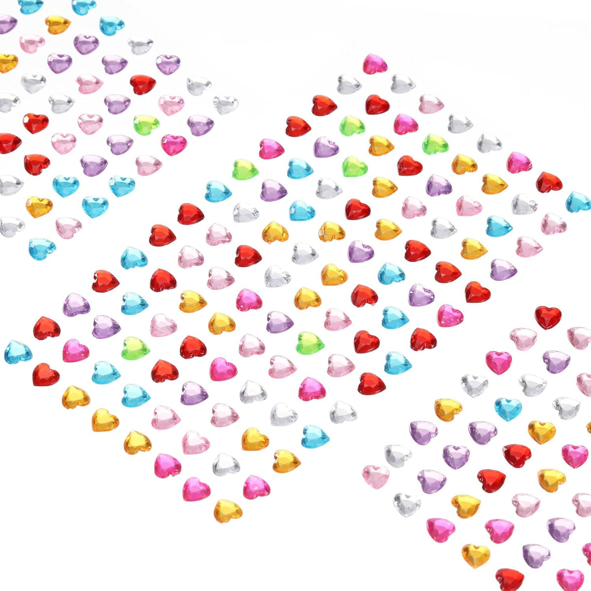 560 Pcs Gems Stickers for Crafts, 5 Sheet Self-Adhesive Gems Bling Heart Rhinestone Stickers, Crystal Crafts Jewelry Stickers for Party Table Decorations, Multicolor