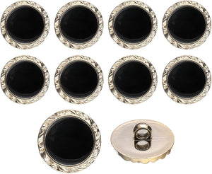 10Pcs 18mm Round Resin Vintage Clothes Sewing Button Metal Coat Buttons Craft Accessories for Garment Coat Decoration Crafts DIY Project, Black