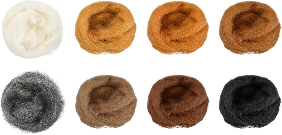 8.5 Oz Needle Felting Wool - 8 Colors Nature Fibre Wool Yarn Roving Needle Felting Hand for Wool Felting Yarn Supplies DIY Craft Materials,10g/Pack