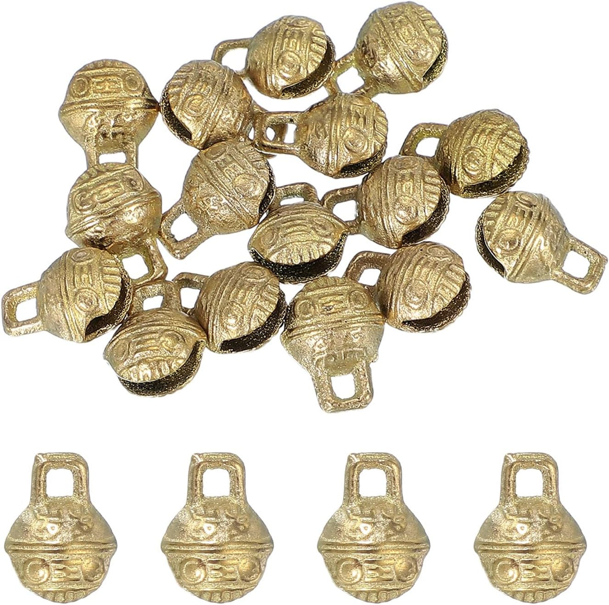 16 Pcs Vintage Bronze Jingle Bells, 11mm Tibetan Jingle Bells for Crafts, Small Rustic Decorative Metal Bell for Dog Cat Pet Collar DIY Crafts Home Door Christmas Decor