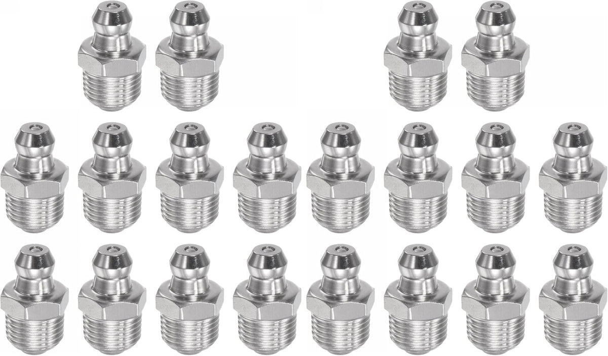 304 Stainless Steel Straight Grease Fitting 1/8-28inch Thread Hydraulic Grease Fitting Accessories, 20Pcs