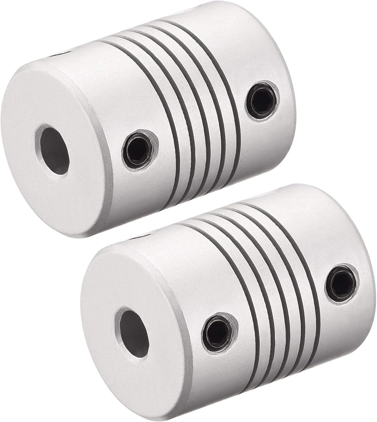 5mm to 10mm Aluminum Alloy Shaft Coupling Flexible Coupler Motor Connector Joint L25xD19 Silver,2pcs
