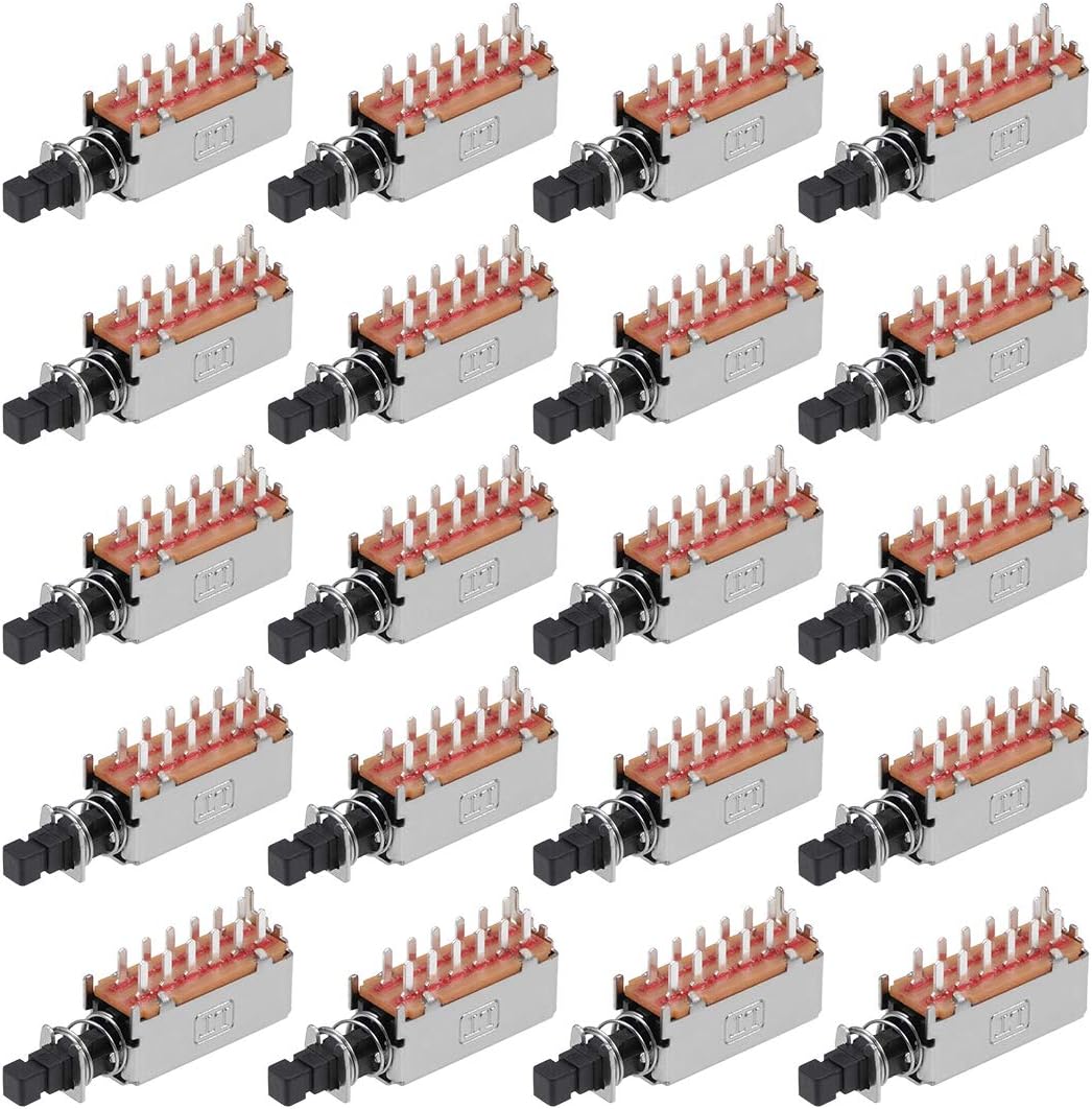 Push Button Switch 4PDT 12 Pin 1 Position Self-Locking Black 20pcs