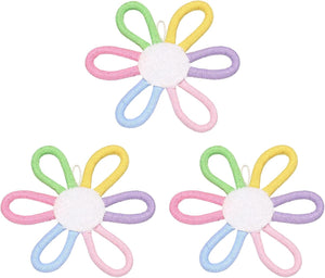3 Pcs Daisies Floral Wall Decor, 6" Flower Art Decor Woven Macrame Hanging Floral Bohemian Decoration Colorful for Girls Nursery Home Dorm Bedroom Playroom, Multicolor