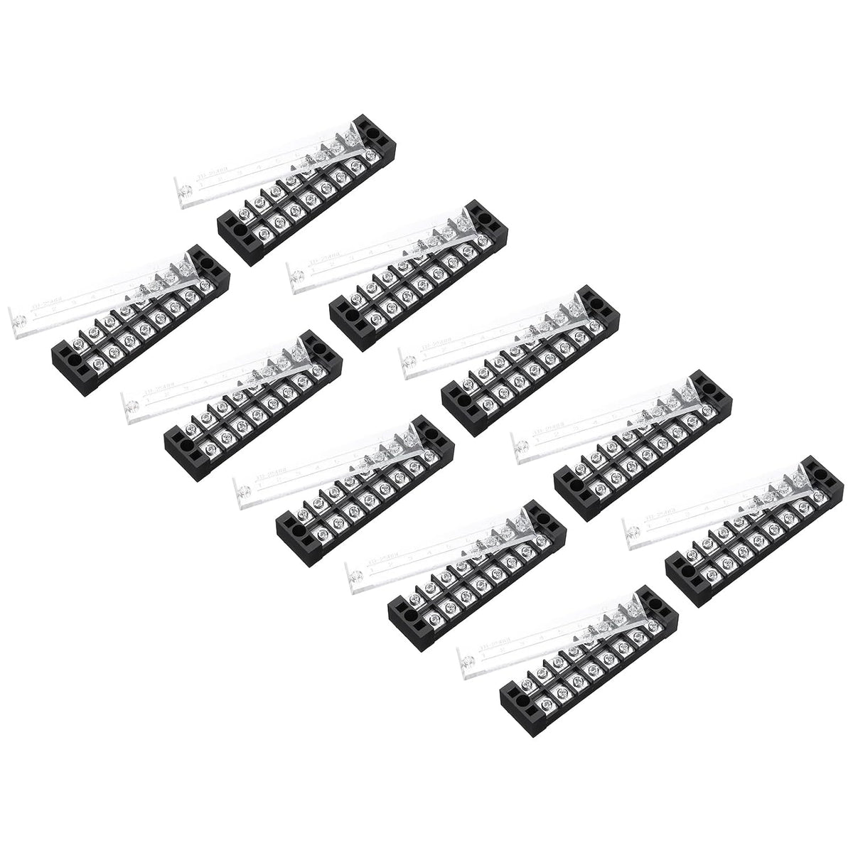 10 Pcs Barrier Terminal Strip Block 600V 25A Dual Rows 8 Positions Rail Base Screw Connector(The Shell is Made of Flame Retardant and Heat Resistant Material)